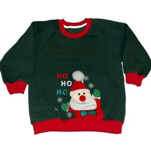 Toddler Girls Boys Red Green Santa Christmas Holiday Pullover 5T Sweatshirt Top